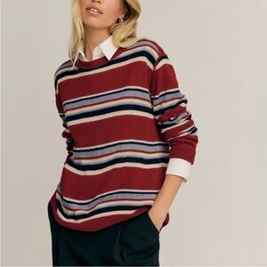 Reformation Cashmere Boyfriend Sweater Red Stripe